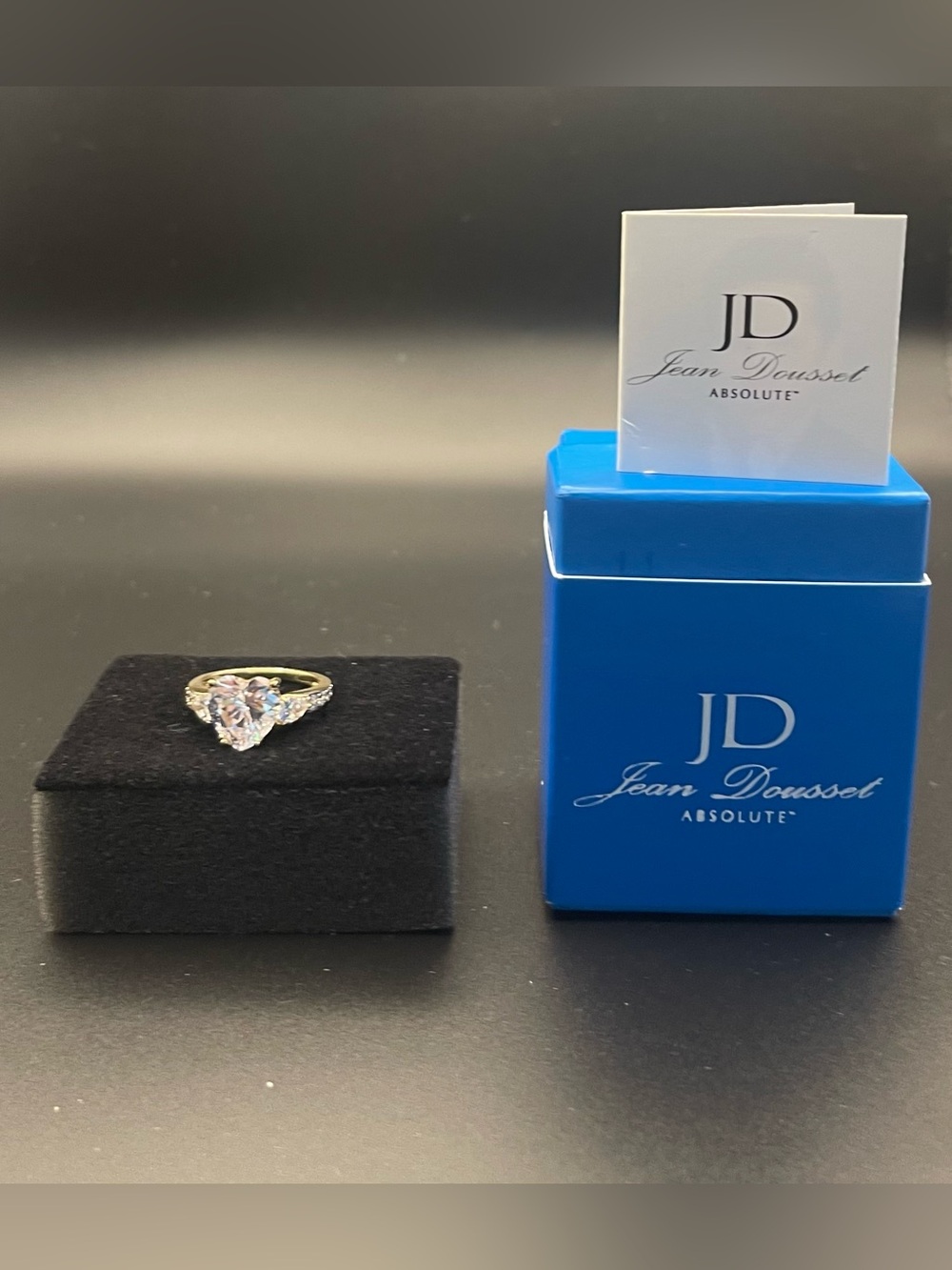 Gorgeous Nib Jean Dousset Absolute 3 stone Heart ring , Never worn Vermeil